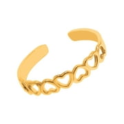 14k Yellow Gold Open Hearts Adjustable Toe Ring