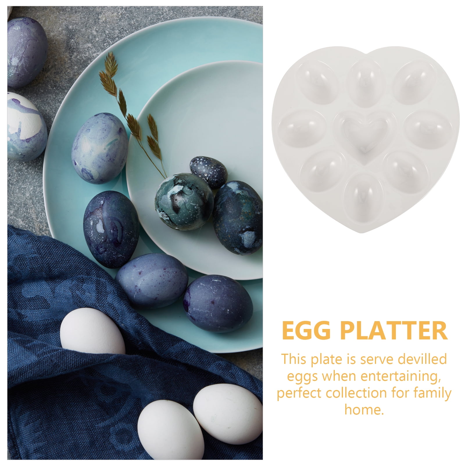 Ceramic Egg Serving Tray - Holds 12 Eggs, Perfect Deviled Egg Platter & Easter Dish