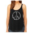 thumbnail image 1 of LA Pop Art Women's Premium Word Art Flowy Tank Top - PEACE, LOVE, & MUSIC, 1 of 2