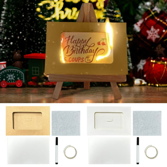 2pc DIY Burning Greeting Card Christmas Flame Greeting Card Handmades Burning Magic Card With Matches Envelope Wrapped Handwritten Greetings Christmas Greeting Card For Birthday Xmas Gifts (Mix)