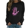 thumbnail image 2 of CLOISE Cancer Sweatshirt Women Breast Cancer Awareness Sweatshirt Hand Ribbon Pink Crewneck Long Sleeve Shirts Cancer Fight Blouses Comfy Pullover Tops Fall Clothes Black XL, 2 of 4