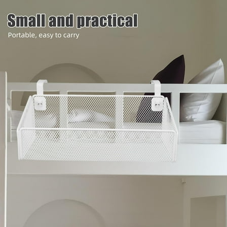 OULII 1Set Metal Wire Hanging Storage Basket White for Bedside and Office Use