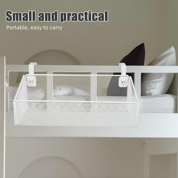 OULII 1Set Metal Wire Hanging Storage Basket White for Bedside and Office Use