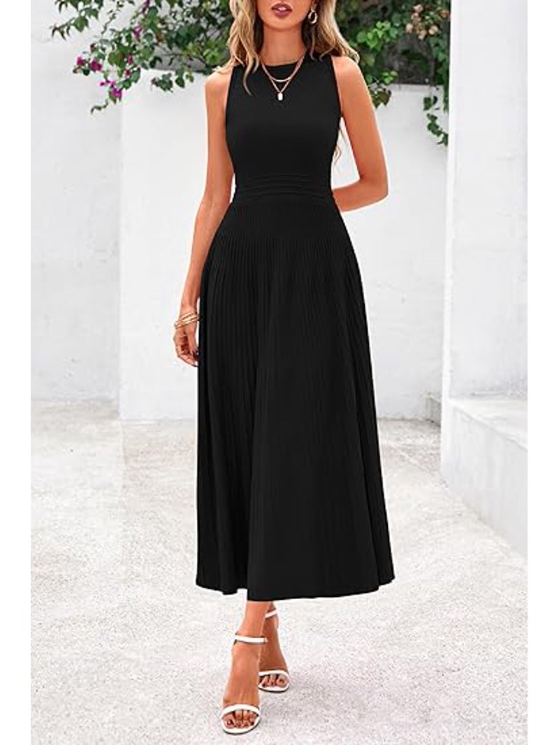PRETTYGARDEN Spring Casual Dresses for Women Summer Business Work Midi  Sleeveless A Line Pleated Cocktail Dress - Walmart.com