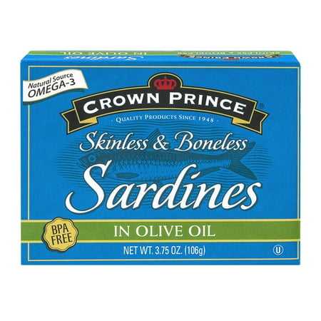 (3 Pack) Crown Prince Skinless Boneless Sardines in Olive Oil, 3.75 oz