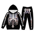 thumbnail image 4 of Toddler Boy Casual Clothing Set Halloween Long Sleeved Skeleton Print Hoodie Sweatshirt and Pants Outfit Sets Size 2-3T ,Black, 4 of 5