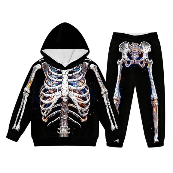 Shadoumai Baby Girl Halloween Outfit Graphic Print Long Sleeve Loose Pullover Sweatshirt Tracksuit Jogger Sweatpants Children Unisex 2 Pc Sweatsuit Set