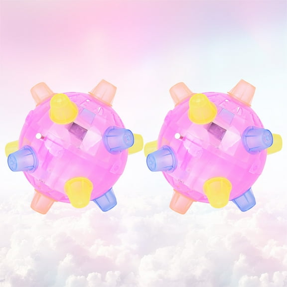 Niceauty 2Pcs Light Jumping Ball Pink Music Bouncing Ball Plastic Material Durable and Fun