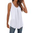 thumbnail image 2 of Baqcunre Tank Tops Women's Fashion Solid Round Neck Swallowtail Sleeveless Top Going Out Tops Plus Size Tops White M, 2 of 9