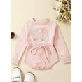 thumbnail image 2 of Wassery Infant Girls Ribbed Sweater Romper Baby Girls Clothes Long Sleeve Crew Neck Floral Embroidery Jumpsuits 6 9 12 18 24 Months Newborn Fall Bodysuit, 2 of 9