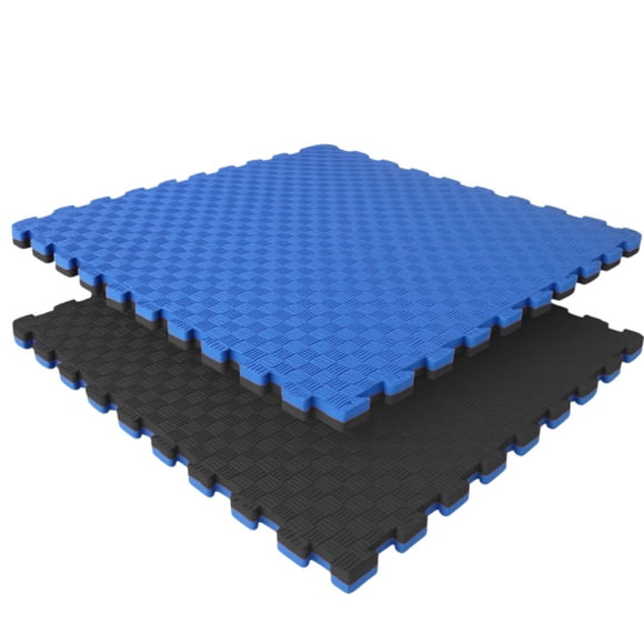 Piso Tatami 7m² 7pz Artes Marciales Gym Foamy 100x100x2cm Azul/Negro