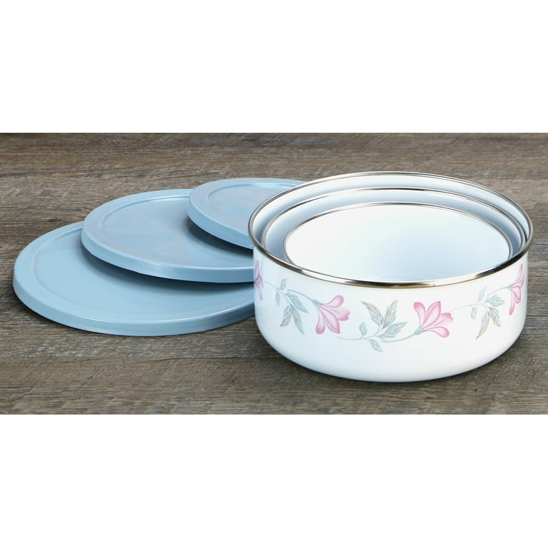 Corelle Coordinates 6-Piece Enamel on Steel Bowl Set, Pink Trio
