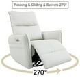 thumbnail image 2 of Floor Recliner Chair, 270° Swivel Nursery Rocking Chair Game Lounge Chair, PU Leather Electric Glider Sofa Chair Leisure Chairs for Living Room Bedroom Office Reading Meditating Sleeping, Light Grey, 2 of 9