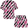 thumbnail image 3 of NICKSUN Ensemble de Pyjama d'Été 2 Pcs pour Femmes, Vêtements de Nuit Doux et Confortables avec Short de Détente, Rayé Bananes Roses, S, 3 of 8