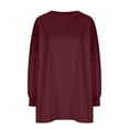 thumbnail image 3 of Cotton Oversized Sweatshirts Long Tops to Wear with Leggings Womens Crewneck Full Sleeve Plain Pullover Sweaters (XL, Wine), 3 of 5