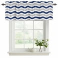 thumbnail image 2 of Navy Blue Grey White Valances for Windows, Light Filtering Kitchen Curtain Valances 2 Panels, Abstract Geometric Ocean Wave Stripe Rod Pocket Short Window Treatments for Living Room Bedroom 42"Wx12"L, 2 of 9