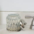 thumbnail image 5 of nu steel GLA330-1 Glacier Q tip Holder, Bathroom Vanity Glass Storage Organiser Canister, Apothecary Jar Swabs, Round Cotton Balls, Rainbow Lustre Finish, 5 of 9