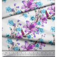 thumbnail image 2 of Soimoi Rayon Fabric Leaves & Lily Flower Printed Fabric 1 Yard 42 Inch Wide, 2 of 3