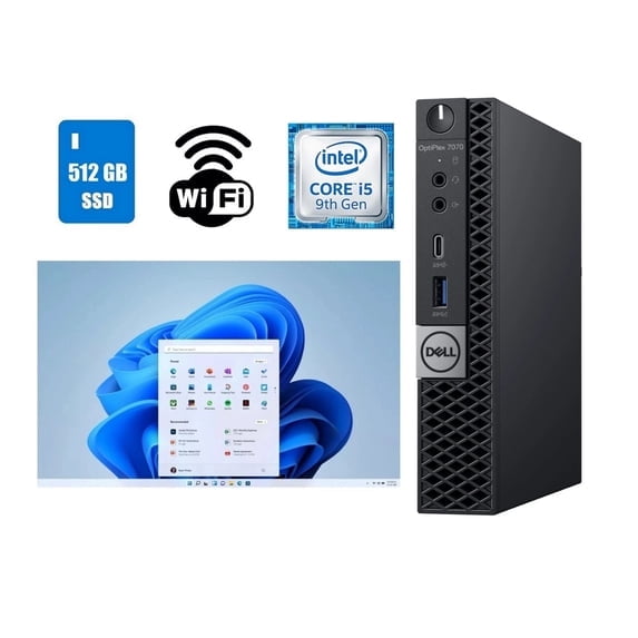 Restored Dell OptiPlex 7070 Micro Intel Core i5 9th Gen Desktop Computer 16GB RAM 512GB SSD Wi-Fi Windows 11 Pro (Refurbished)