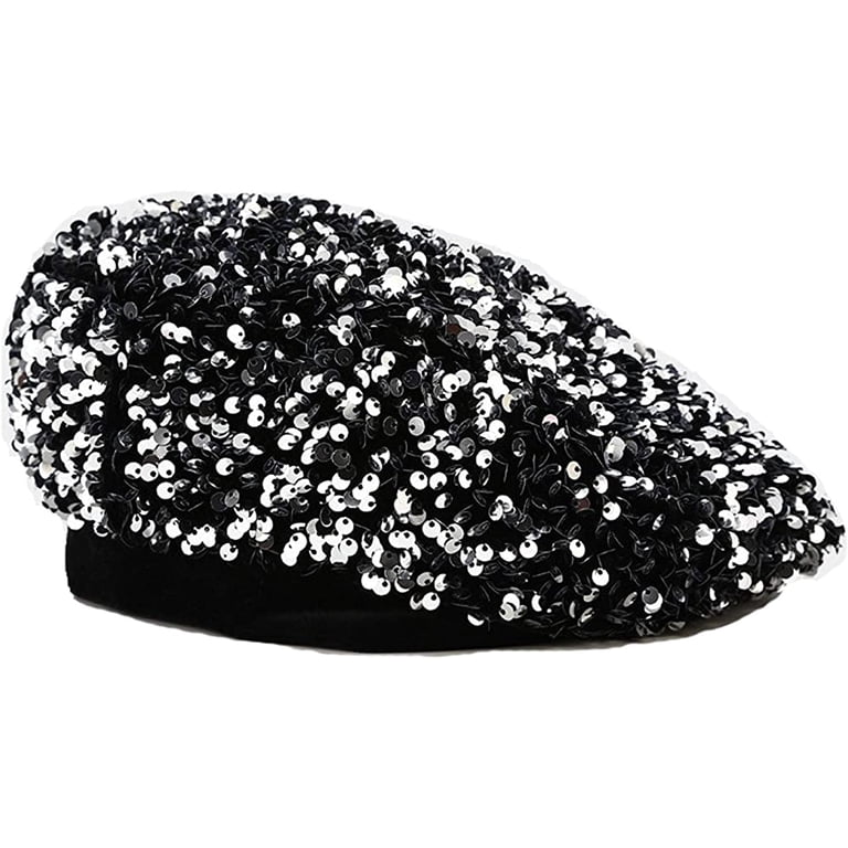 4948 Bling Beret Hats For Women Color Paris Artist Cap Fashionable Ladies Bling Beret Hats for Women Sequin Paris Artist Cap  main image 3