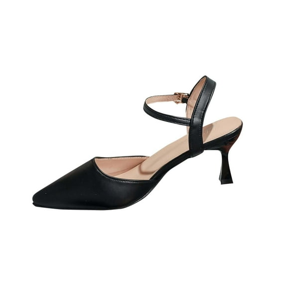 hopeusnice Women's High Heels Shoes Non-slip PU Materials Summer and Fall Shoes Closed-toe Sandals Breathable Trendy Tapered High heel Soft Pointed toe Dress Shoes Black 35