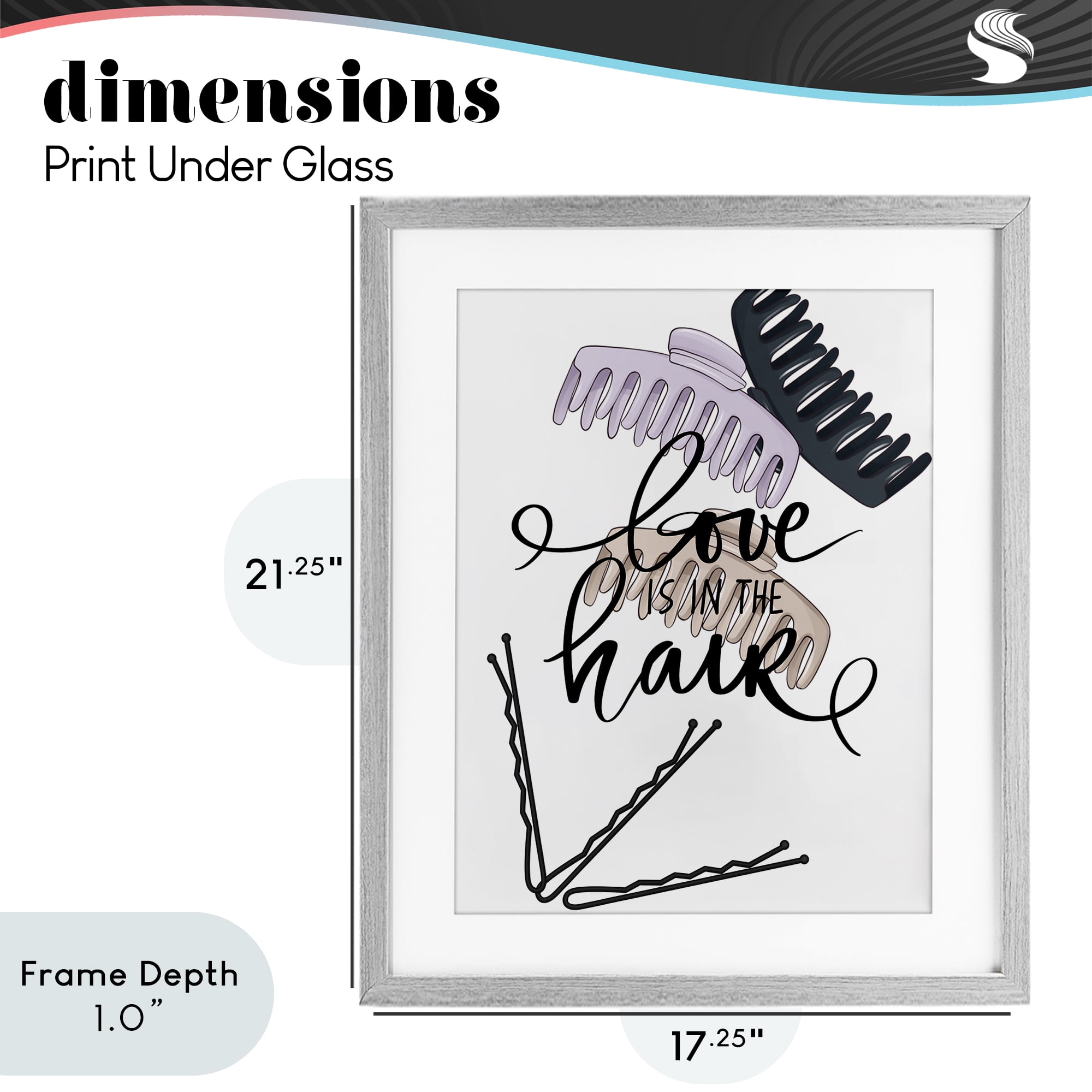 Stupell Industries Love Is In The Hair Gray Framed Print Under Glass, design by Jesse Keith