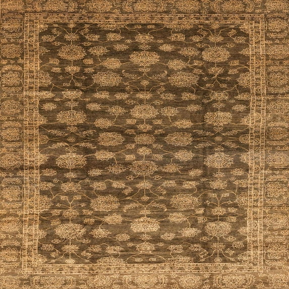 Ahgly Company Machine Washable Indoor Square Abstract Saddle Brown Area Rugs, 4' Square