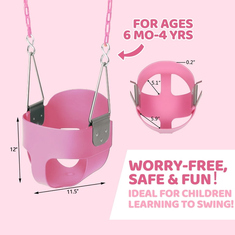 Swing Set Stuff Highback Full Bucket with 5.5' Coated Chain & SSS Logo Pink