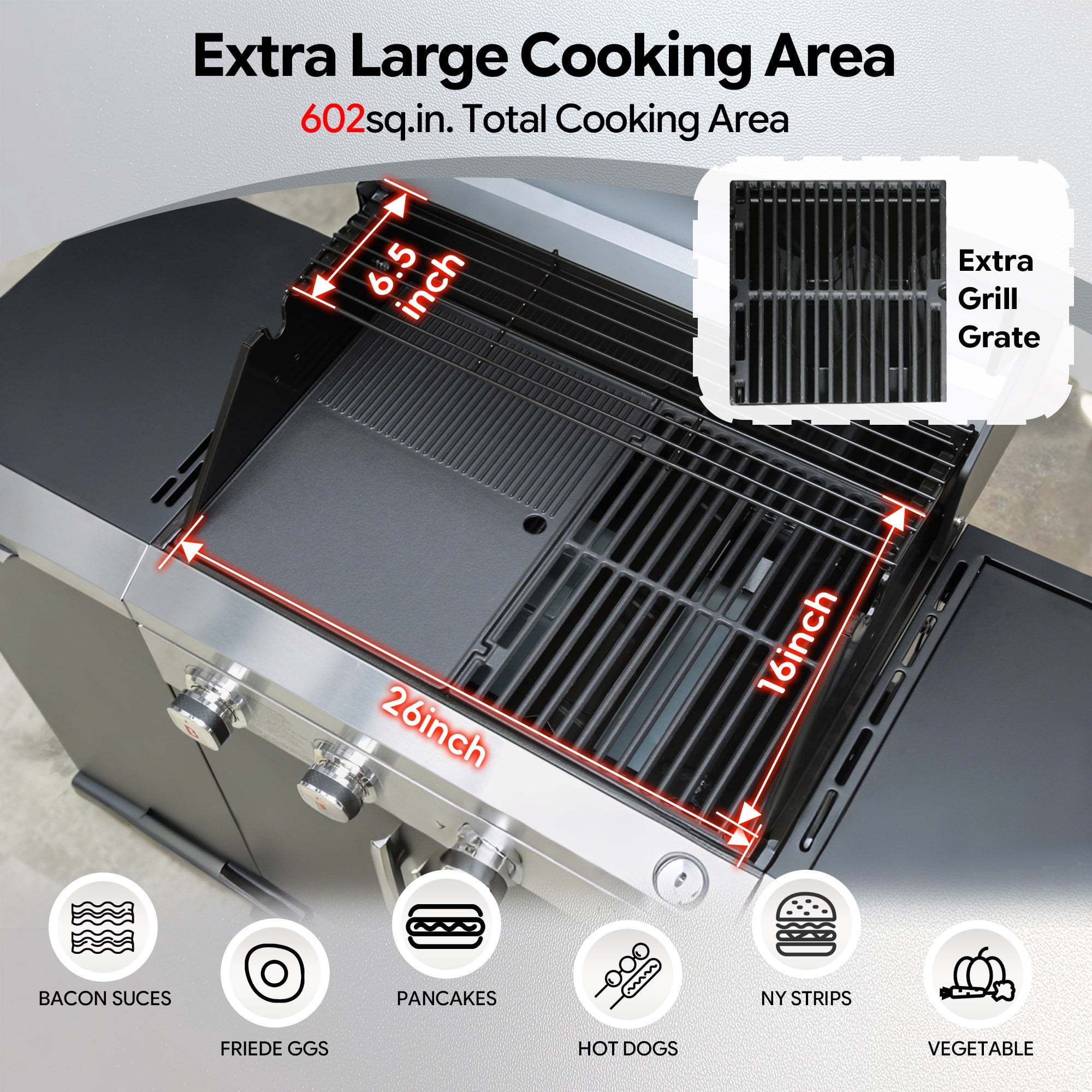 Brand Man 4-Burner Outdoor Gas Kitchen Grill Island with Side Burner, BBQ Station with Storage Cabinets and Fold-out Prep Table, LPG/NG Convertible