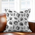thumbnail image 2 of Summer Conch Throw Pillow Cover Black White Retro Shell Starfish Watercolor Cotton Linen Cushion Cover Throw Pillow Case with Invisible Zipper for Couch Sofa Bed Chair Car 24x24 Inch, 2 of 14