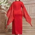thumbnail image 3 of LYEAA Formal Evening Dresses for Women Plus Size Sleeveless Crew Neck Mesh Long Dress Flowy Elegant Dress Slit Solid Color Gown Cocktail Dress Zipper Dress Fashion Club Dress Dress Red XXL, 3 of 6