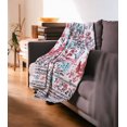 thumbnail image 3 of Serafina Home Decorative Floral Fleece Throw Blanket: Pink Aqua Grey with Elegant Border Design Velvety Soft, Accent for Chair Sofa Couch Bed Home Dorm, Soft Micro Durable Plush 50 x 70 inches, 3 of 10