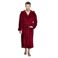 thumbnail image 1 of Men's Hooded Fleece Plush Robe Turkish Bathrobe, Wine, S/M, 1 of 2