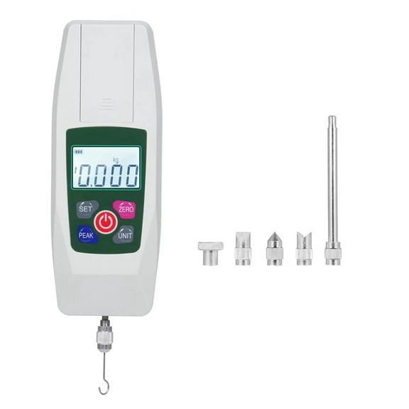 Digital Force Gauge Push and Pull Tester Meter Mini Dynamometer N Kg Lb Oz 500N/50kg/110lb/1800oz 1% Accuracy,1 x Digital Force Gauge set,White