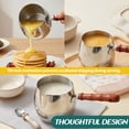 thumbnail image 6 of 20oz Turkish Coffee Pot Stainless Steel Stovetop Warmer with Wooden Handle for Milk Butter Chocolate Syrup and Sauce Melting Heating, 6 of 11