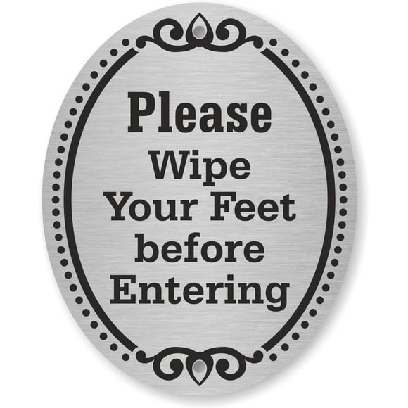 SmartSign “Please Wipe Your Feet Before Entering” Diamond Plate Door Sign | 4" x 5" Aluminum