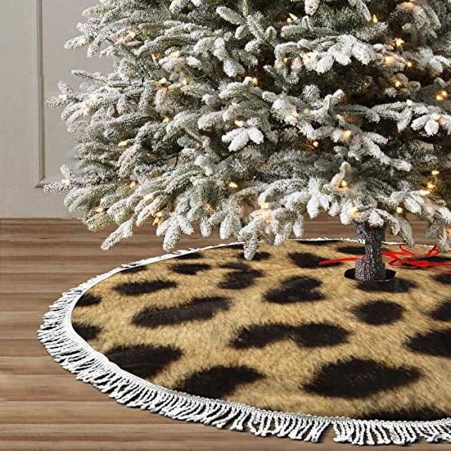Falda de Árbol de Navidad GHYGTY Estampado Animal Leopardo 122 cm