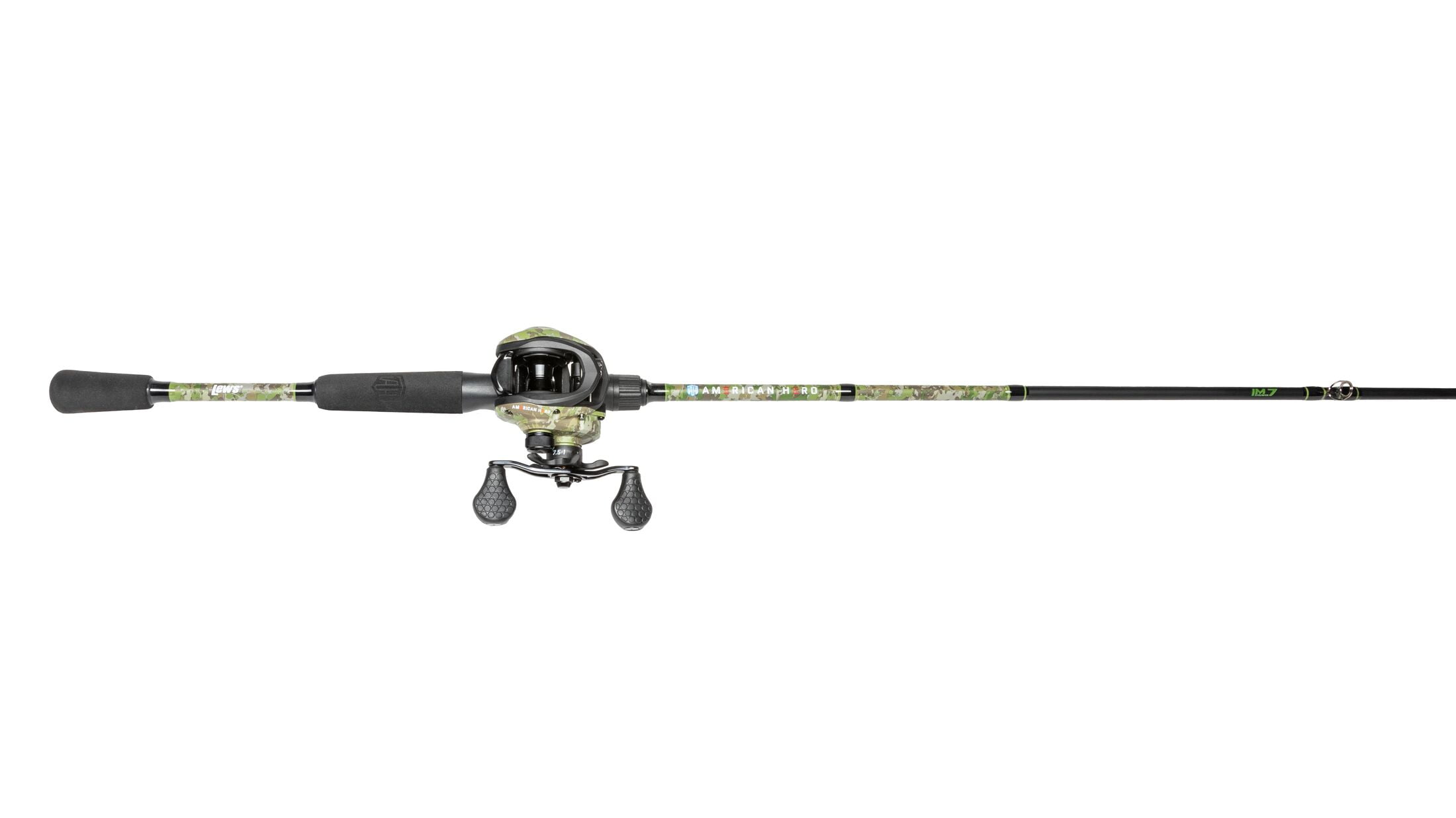 Lew's American Hero Camo Baitcast Reel and Fishing Rod Combo, 7-Foot Rod, Medium-Heavy Power Fast Action, Right-Hand Retrieve, Camo/Black
