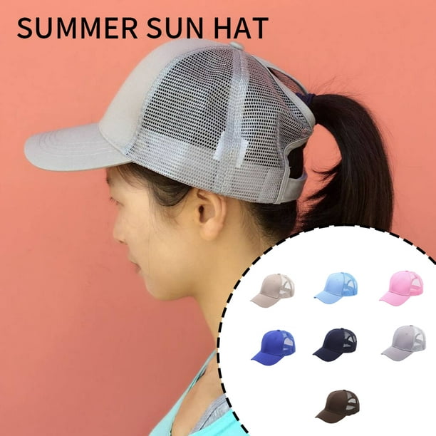 Women Adjustable Ponytail Baseball Cap Girl Snapback Breathable sun hat  Ponytail Outdoor Caps Female Summer Hats Mesh Net Trucker Hat 