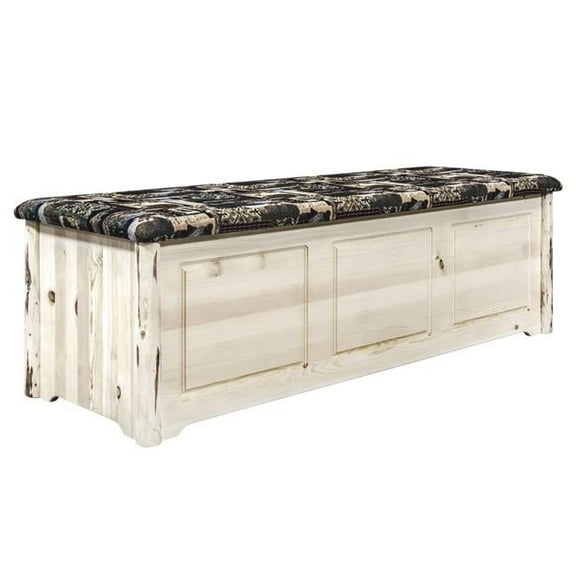 Montana Woodworks  Montana Blanket Chest, Woodland Upholstery, Clear Lacquer