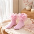 thumbnail image 4 of Resicozy Ruffle Socks Girls Lace Frilly Turn Cuff Ankle Socks Dress Socks for Daily Travel 2026 Pink L, 4 of 7