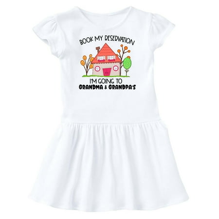 

Inktastic Book my Reservation- I m Going To Grandma and Grandpa s Gift Toddler Girl Dress