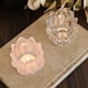 thumbnail image 4 of Vidrio Pequeño Portavelas Vintage Transparente Teal Ornamento de Vela de Mesa Forma de Flor, 4 of 4