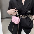 thumbnail image 3 of Bolso de hombro de color puro de PU con rejilla retro para mujer Mini monedero de perla informal (rosa) Likrtyny Para estrenar, 3 of 8