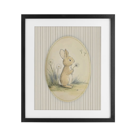 Stupell Industries Baby Bunny in Dandelions Black Framed Print Under Glass, design by Arlington Prints
