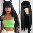 thumbnail image 1 of Multicolor Long Straight Synthetic Hair, Wigs with Bangs Women's Costume - Wig - Heat Resistant Hair - Replacement Wig, 1 of 7