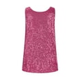 thumbnail image 6 of ZQGJB Plus Size Womens Summer Fashion Sequin Tops Loose Fit Casual Scoop Neck Sequin Sparkle Shimmer Sleeveless Tanks Tops Blouses Hot Pink XXXL, 6 of 6