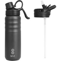 SINT Vacuum Insulated Water Bottle 24 Oz, Leak Proof - Stainless Steel Water Bottle with Straw, Chug and Spout Lid, Double Walled & Dishwasher Safe, Black