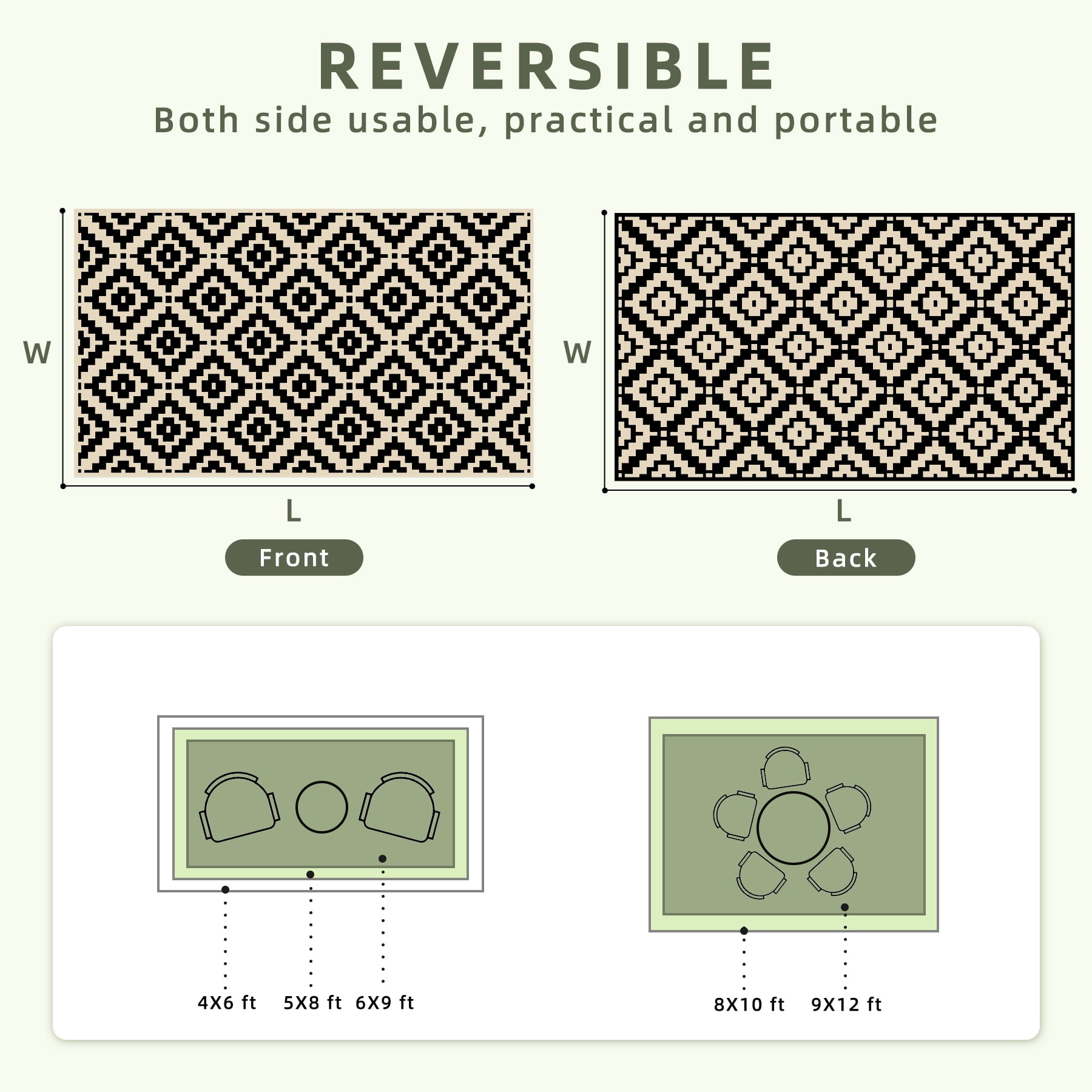 Favoyard Outdoor Rug 8x10 ft Waterproof Reversible Patio Plastic Straw Rugs Outside Large RV Camping Area Carpet Mat for Porch Balcony Pool Backyard