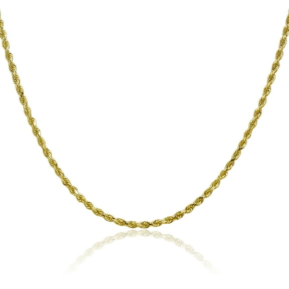 10K Solid Yellow Gold 2mm Rope Chain Twisted Link Necklace